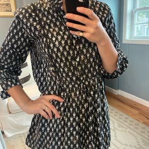 Emerson Fry India collection block print dress with metallic detail